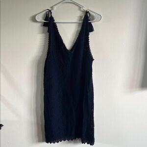 Aerie Navy Lace Knit / Crochet Mini Dress Beach Cover-Up